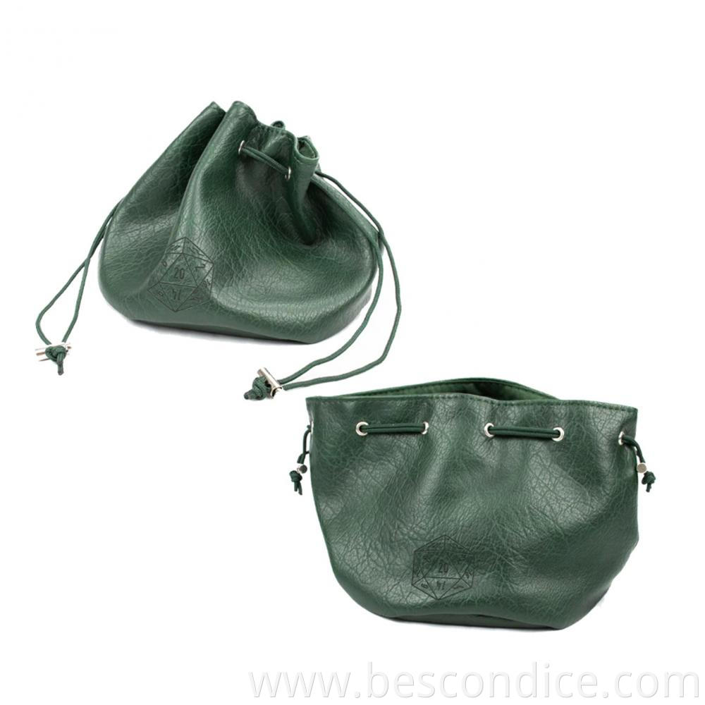 Multipocket Drawstring Dice Bag Leather